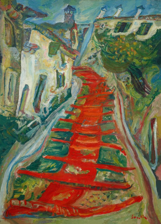 ("Красная лестница в Кань", 1923-1924, Музей Искусства Авангарда, Москва).