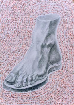 Plotkin Dmitry. FOOT - series "STUDY ON THE BACKGROUND OF THE FLOW OF CONSCIOUSNESS" ( 29x43 см / бумага / карандаш / 2017 г. )