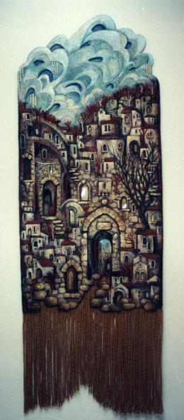 Бурда Евгения. Панно "Мой Иерусалим" ( 70x160 см / авторская техника / 1994 г. )