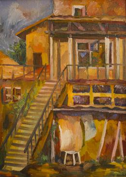 Rubinstein  Oleg. Кишинёвский двор ( 55x75 см / картон / масло / 2009 г. )