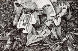 Rubinstein  Oleg. Физиогномика ( 30x20 см / бумага / тушь / 1996 г. )