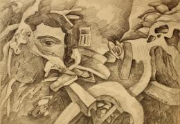 Rubinstein  Oleg. Созерцание ( 30x20 см / бумага / карандаш / 1998 г. )